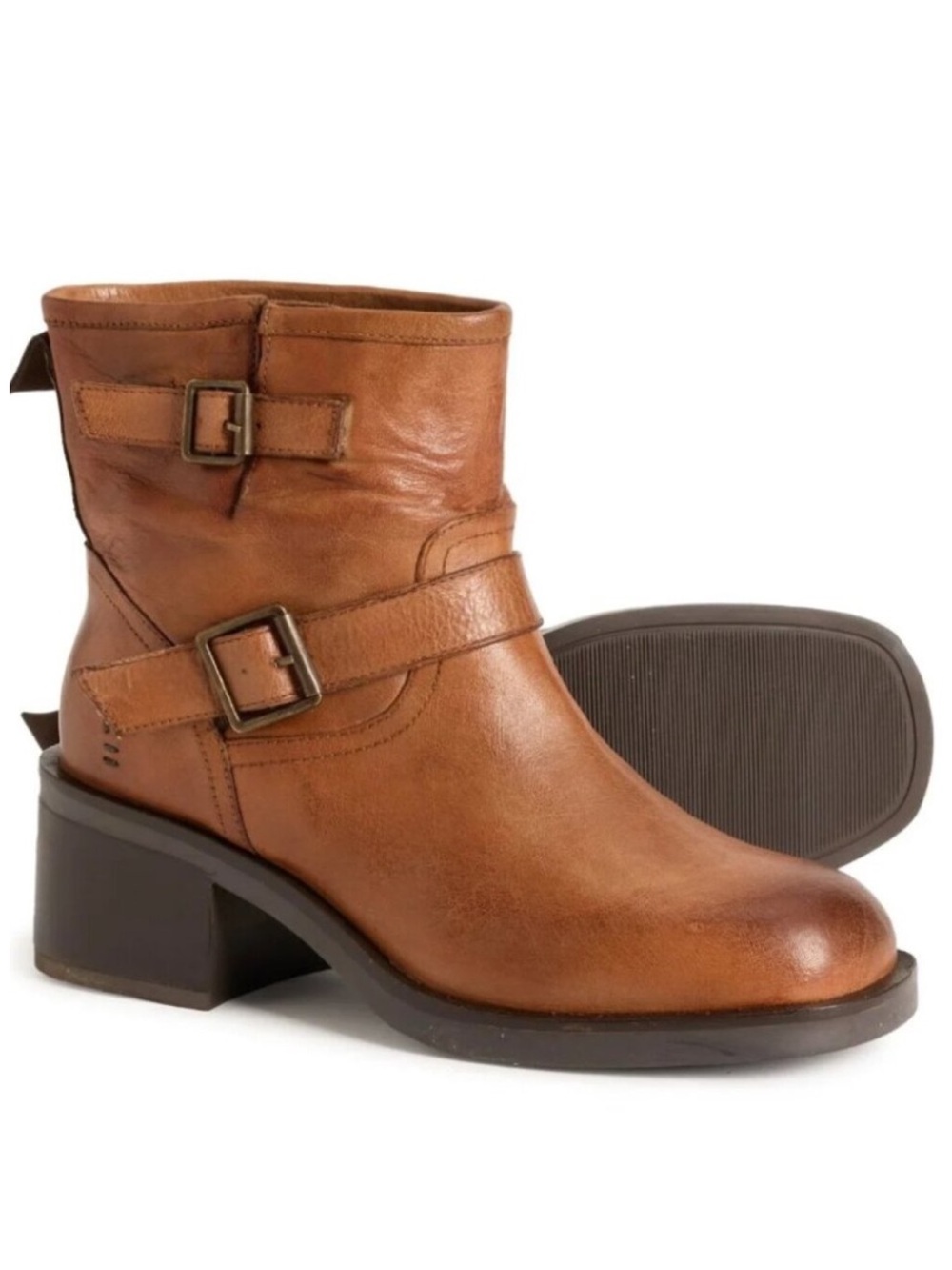 ROAN by Bed Stu Leather Buckle Ankle Boots Cognac - Picture 14 of 14